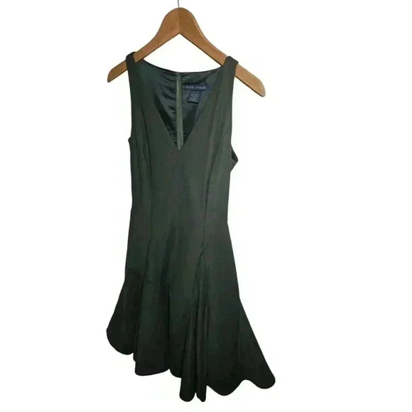 RL Sleeveless Asymetrical V Neck Swing Dress Tool Fern Green-Size 2 - Picture 4 of 16